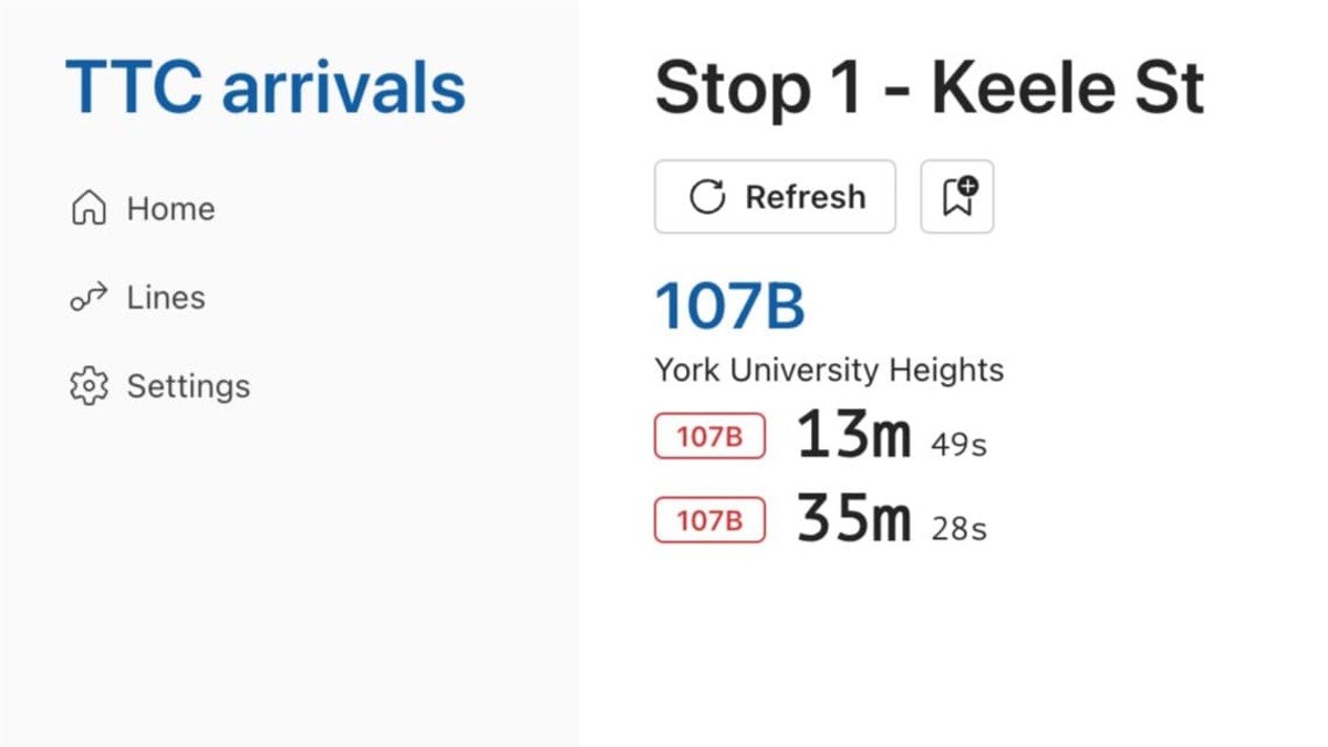 A new TTC Arrivals app